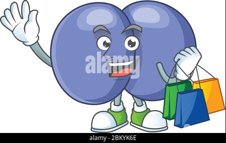 concept de personnage de dessin animé de streptococcus pneumoniae riche avec sacs de shopping. Illustration vectorielle Illustration de Vecteur