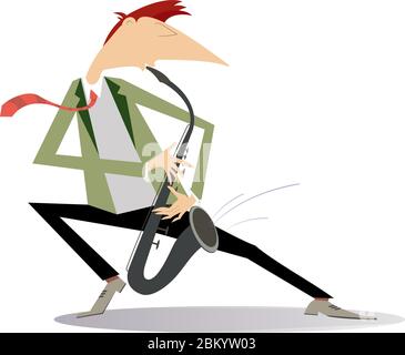 Illustration saxophoniste isolée. Saxophoniste joue de la musique avec la grande inspiration Illustration de Vecteur