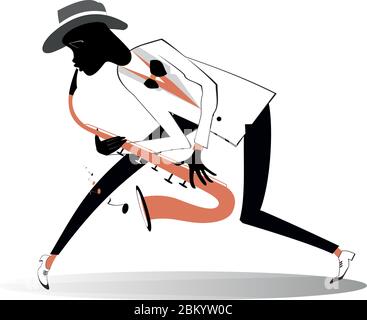 Illustration saxophoniste afro-américaine. Le saxophoniste afro-américain joue de la musique avec une grande inspiration isolée sur le blanc Illustration de Vecteur
