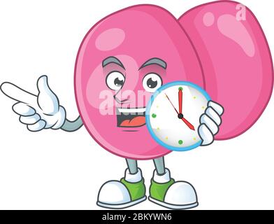 Concept de mascotte Streptococcus pyogenes tenant une horloge circulaire. Illustration vectorielle Illustration de Vecteur