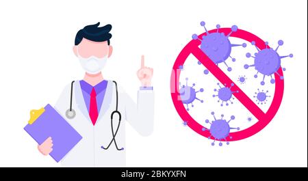 Stop virus vaccination bannière concept plat style poster design. Illustration de Vecteur