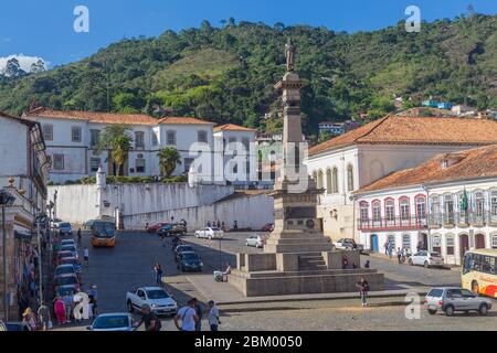 Place Tiradentes, Ouro Preto, État de Minas Gerais, Brésil Banque D'Images