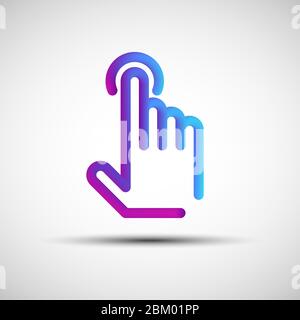 Icône de ligne superposée à bouton-poussoir manuel. Illustration vectorielle d'une main 3d liquide avec icône de bouton, logo, signe ou emblème sur fond blanc Illustration de Vecteur