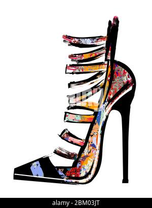 Femme talons hauts de couleur - illustration vectorielle (idéale pour l'impression sur tissu ou papier, affiche ou papier peint, décoration de maison) Illustration de Vecteur