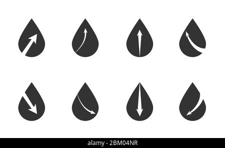 Chute d'huile avec icône de flèche définie Illustration de Vecteur