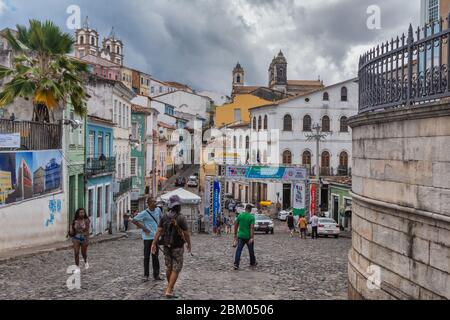 Rue dans la vieille ville, Salvador, état de Bahia, Brésil Banque D'Images