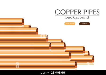 Illustration vectorielle de tuyaux en cuivre isolée. Différentes tailles de tuyaux en cuivre Illustration de Vecteur