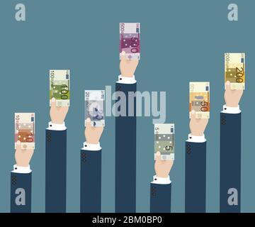 Homme mains payer. Corruption dans les affaires. Illustration vectorielle en conception plate Illustration de Vecteur