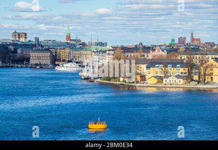 Le 22 avril 2018. Stockholm, Suède. Panorama du centre historique de Stockholm par temps clair. Banque D'Images