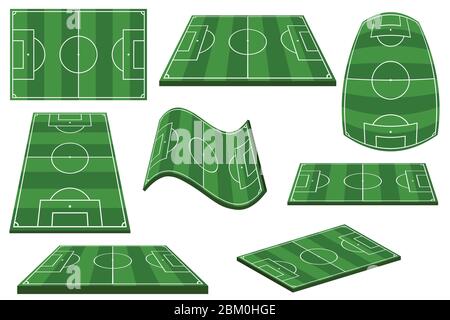 Vue de dessus du terrain de football. Jeu de terrain de football dans différentes positions. Illustration de Vecteur