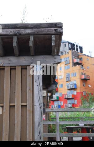 Site de Brownfield sauvage de la faune de la zone humide The Greenwich Peninsula Ecology Park Gatehouse, Thames Path, John Harrison Way, Londres SE10 0QZ par Atkins Banque D'Images