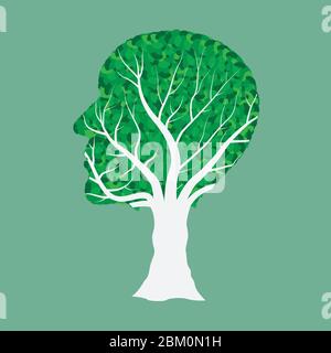 Illustration vectorielle de l'arbre de tête humaine isolée sur fond blanc Illustration de Vecteur