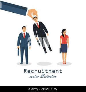 Choisir une personne pour l'embauche. Concept vacant. Humain et recrutement, sélectionner les personnes, les ressources et recruter. Illustration vectorielle en conception plate. Illustration de Vecteur