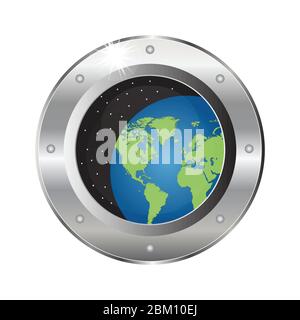 Illustration du vecteur de hublot vaisseau spatial. Fenêtre ronde du vaisseau spatial. Illustration de Vecteur