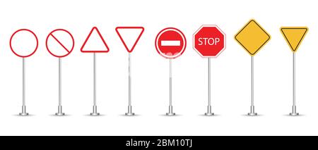 Les panneaux de signalisation routière définissent l'illustration vectorielle isolée sur fond blanc Illustration de Vecteur