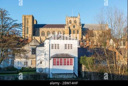 Vue extérieure de la cathédrale de Ripon dans le North Yorkshire Banque D'Images