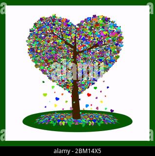 Arbre multicolore en forme de coeur qui développe différents concepts. Parfait pour toutes les utilisations. Illustration de Vecteur