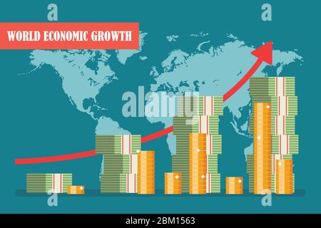 Concept de croissance économique mondiale. Illustration vectorielle en conception plate. Illustration de Vecteur