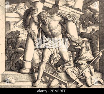 Mort de Samson, ancien Testament, par Julius Schnorr von Carolsfeld Banque D'Images