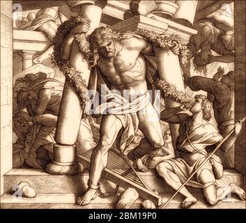 Mort de Samson, ancien Testament, par Julius Schnorr von Carolsfeld Banque D'Images