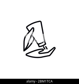 Main avec un antiseptique dans une bouteille et un liquide desinsictant Illustration de Vecteur