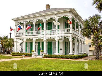 maisons anciennes dans l'extrémité est historique de galveston sur l'île de galveston, texas Banque D'Images