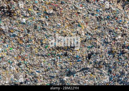 Déchets déchets décharge ordures ménagère pieu ordures, vue aérienne de dessus arrière-plan Banque D'Images
