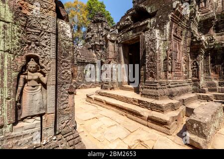 Temple de TA Som, complexe du Temple d'Angkor Wat, Siem Reap, Cambodge. Banque D'Images