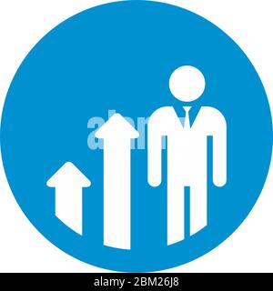 Graphique avec icône en forme de flèche dans un style plat tendance. Bouton fléché. Flèches de croissance icône utilisateurs. Illustration vectorielle de stock isolée sur fond blanc. Illustration de Vecteur