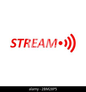 Signe Live Stream. Symbole rouge, bouton de diffusion en direct, diffusion, emblème de diffusion en ligne. Pour les émissions de télévision, les émissions et les spectacles en direct sur les réseaux sociaux Illustration de Vecteur