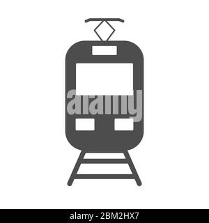 Icône vectorielle d'un tramway ou d'un train. Conception simple, silhouette pleine isolée sur fond blanc. Conception de sites Web et d'applications Illustration de Vecteur