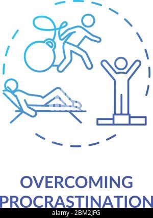 Icône de concept de dépassement de la procrastination Illustration de Vecteur