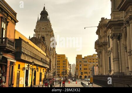 Lima, Pérou – 5 décembre 2019 la Plaza Mayor du centre-ville de Lima Banque D'Images