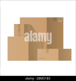 Pile de boîtes en carton. Illustration de Vecteur