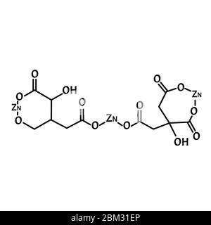 Le citrate de zinc est une formule chimique moléculaire. Infographies du zinc. Illustration vectorielle sur un arrière-plan isolé. Illustration de Vecteur