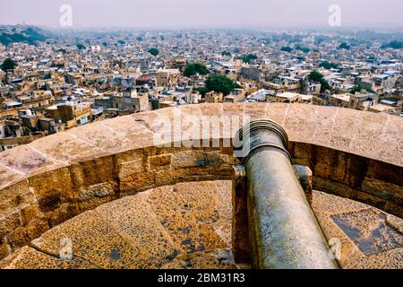 Vue sur la ville de Jaisalmer depuis le fort de Jaisalmer, Rajasthan, Inde Banque D'Images