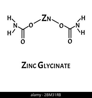 Le glycinate de zinc est une formule chimique moléculaire. Infographies du zinc. Illustration vectorielle sur un arrière-plan isolé. Illustration de Vecteur