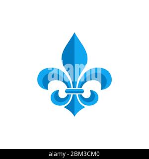 Heraldic Vintage Crest Flower Fleur de LIS logo Template Banque D'Images