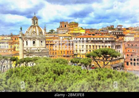 Église du très Saint Nom de Marie au Forum de Trajan peinture colorée ressemble à l'image, Rome, Italie Banque D'Images