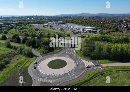 Vue aérienne de l'aéroport de Glasgow North Retail Park Robroyston Banque D'Images