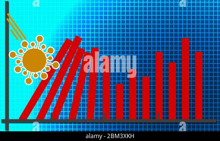 Effondrement boursier dû à Covid-19, rendu 3d Banque D'Images