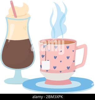 illustration du vecteur de café, de latte tasses et de thé et thé Illustration de Vecteur