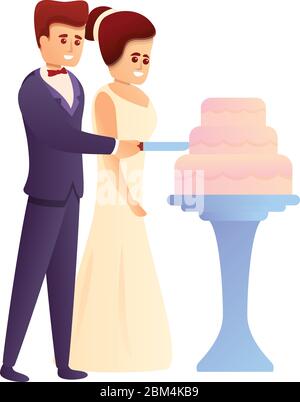 Icône gâteau de mariage. Dessin animé de mariage gâteau de vecteur icône pour la conception de Web isolé sur fond blanc Illustration de Vecteur