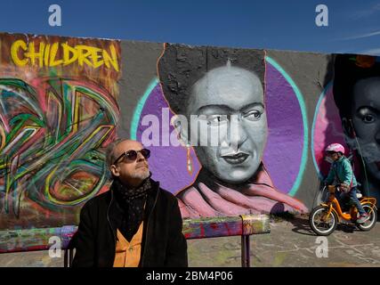 Frida Kahlo, murale, Mauerpark à Berlin Banque D'Images