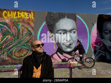 Frida Kahlo, murale, Mauerpark à Berlin Banque D'Images