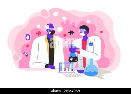 Équipe de scientifiques travaillant sur les vaccins en laboratoire Illustration de Vecteur