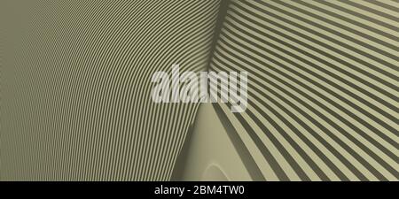 Arrière-plan abstrait 3D chaotique de motifs géométriques courbes de couleur kaki foncé avec éclairage et ombres pour divers Banque D'Images