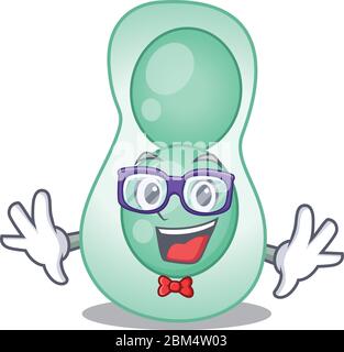 Mascotte style de geek serratia marcescens avec des lunettes Illustration de Vecteur