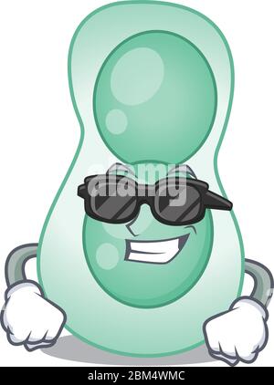 Cool serratia marcescens personnage de dessin animé portant des lunettes noires chères Illustration de Vecteur