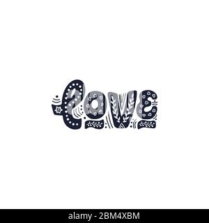 Amour. Une phrase romantique sur fond clair. Citation de calligraphie dessinée à la main. Idéal pour la carte postale de la Saint-Valentin, la carte de vœux et la bannière. Illustration de Vecteur